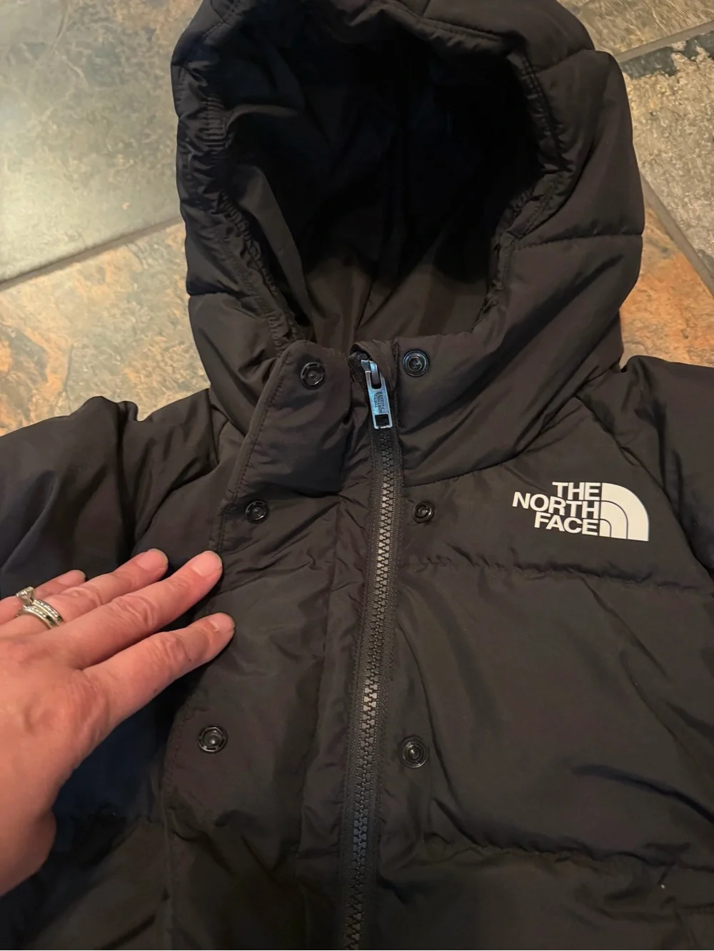 The North Face Kids Black Hooded Puffer Coat